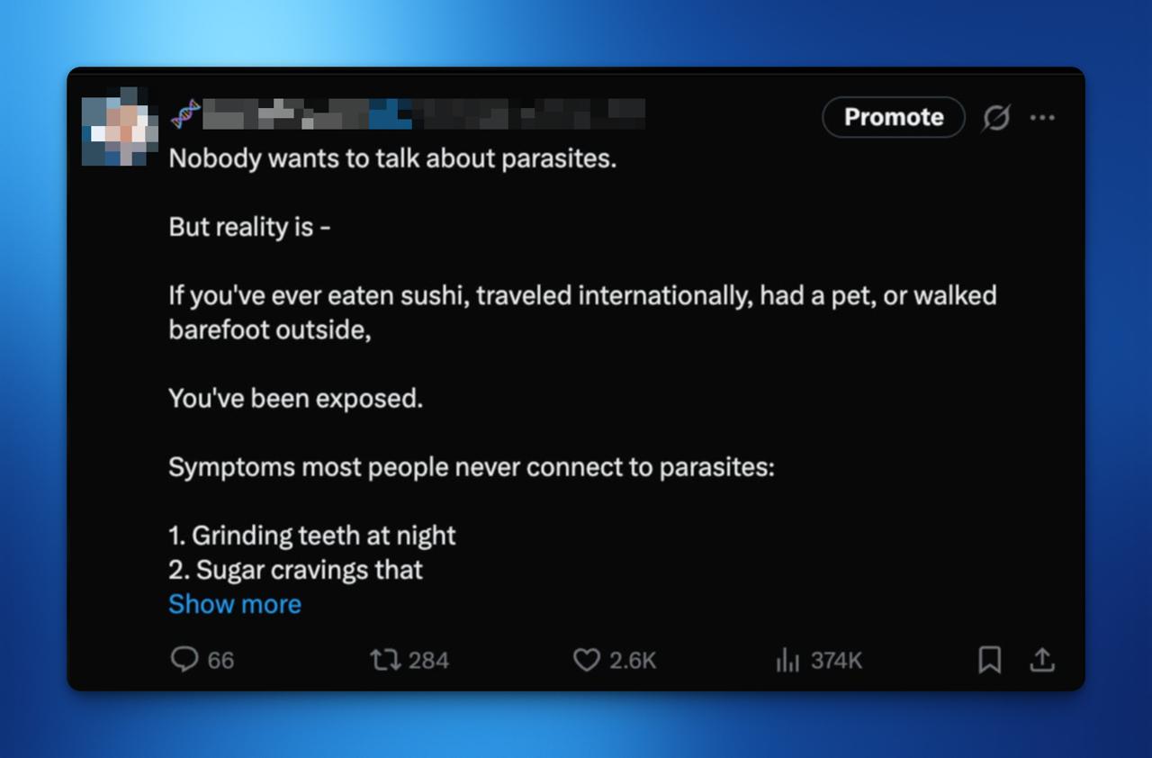 Anonymized post screenshot with 374K views