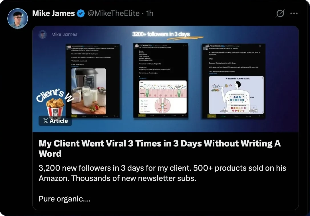 3,200+ new followers in 3 days