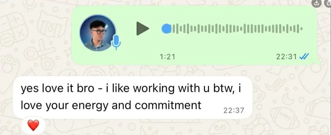 A client's message in month 2 about working with Mike, name hidden